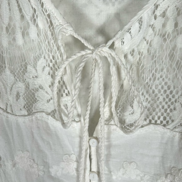 Impressions Lace Tiered Bohemian Cottagecore Babydoll White Top 2X Top - Picture 10 of 12